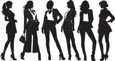 impostato di silhouette moda ragazze vettore