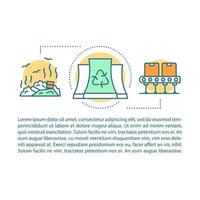 modello di vettore della pagina dell'articolo del processo di riciclaggio. rispetto dell'ambiente, zero sprechi. brochure, rivista, elemento di design opuscolo con icone lineari e caselle di testo. disegno di stampa. illustrazioni concettuali con testo