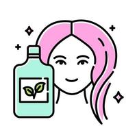 icona del colore della bottiglia di shampoo naturale. sls, prodotto per capelli senza parabeni. igiene. ipoallergenico, a base botanica. cosmetici biologici. illustrazione vettoriale isolato