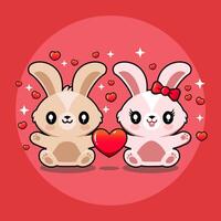 carino coniglio coppia vettore design per San Valentino giorno