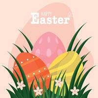 contento Pasqua carta decorato Pasqua uova vettore illustrazione