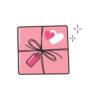 carino romantico rosa pacchetto con cuori. San Valentino giorno regalo. vettore illustrazione su bianca sfondo.