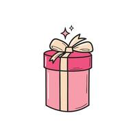 carino romantico rosa regalo icona. San Valentino giorno presente scatola. vettore illustrazione su un' bianca sfondo.