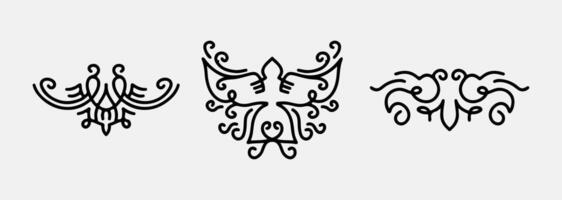 tre diverso disegni di ornamentale disegni vettore