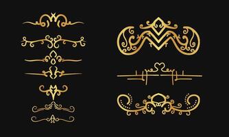 d'oro ornamentale design elementi su nero sfondo vettore