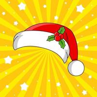 cappello di babbo natale. simpatico personaggio dei cartoni animati. illustrazione vettoriale colorato. isolato su sfondo colorato. modello per il tuo design. tema natalizio.