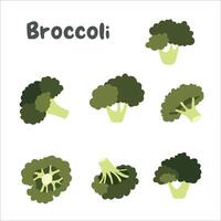 broccoli icone impostato con verde colore vettore