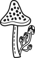 mano disegnato funghi o velenoso funghi nel piatto stile vettore