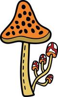 mano disegnato funghi o velenoso funghi nel piatto stile vettore