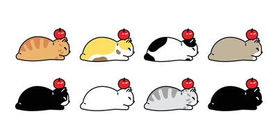 gatto vettore icona calicò gattino personaggio Mela frutta cartone animato animale domestico razza logo simbolo illustrazione animale scarabocchio design