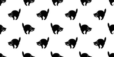 gatto senza soluzione di continuità modello Halloween gattino vettore calicò nero sciarpa isolato ripetere sfondo piastrella sfondo cartone animato personaggio scarabocchio illustrazione design