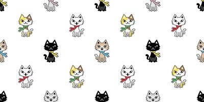 gatto senza soluzione di continuità modello Natale sciarpa gattino vettore calicò cartone animato collare isolato ripetere sfondo piastrella sfondo personaggio scarabocchio illustrazione design