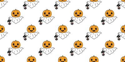 fantasma senza soluzione di continuità modello Halloween spaventoso zucca lampada cartone animato vettore sciarpa isolato ripetere sfondo piastrella sfondo diavolo il male scarabocchio regalo avvolgere carta illustrazione design