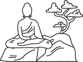 mano disegnato Budda scultura nel piatto stile vettore