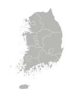 vettore isolato illustrazione di semplificato amministrativo carta geografica di Sud Corea, repubblica di Corea. frontiere di il province, regioni. grigio sagome. bianca schema.