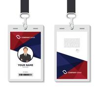 modello di carta d'identità aziendale professionale, design pulito della carta d'identità rossa con mockup realistico vettore