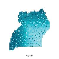 vettore isolato geometrico illustrazione con semplice ghiacciato blu forma di Uganda carta geografica. pixel arte stile per nft modello. tratteggiata logo con pendenza struttura per design su bianca sfondo