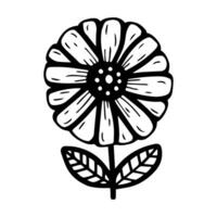 semplice scarabocchio fiore, nero e bianca inchiostro penna disegno. vettore