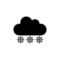 un' nero e bianca illustrazione di un' nube con i fiocchi di neve vettore