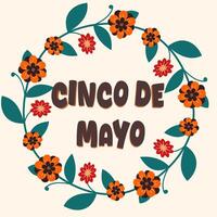 cinco de mayo con floreale decorazione illustrazione isolato sfondo. cinco de mayo concetto icona. vettore