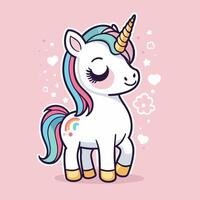 carino kawaii unicorno etichetta design vettore illustrazione