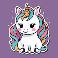 carino kawaii unicorno etichetta design vettore illustrazione