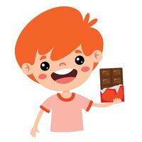 illustrazione di ragazzo con cioccolato vettore