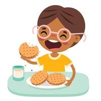 illustrazione di ragazzo con biscotto vettore