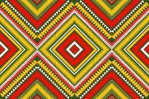 azteco tribale geometrico vettore sfondo nel nero rosso giallo bianca senza soluzione di continuità banda modello. tradizionale ornamento etnico stile. design per tessile, tessuto, vestiario, tenda, tappeto, ornamento, avvolgere.