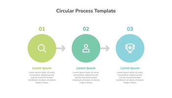 circolare processi Infografica modello design con 3 passaggi e icona vettore