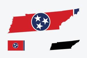 Tennessee bandiera con carta geografica. vettore