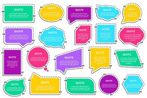 citazione bolle mega impostato elementi nel piatto design. fascio di diverso forme e colori modelli per testo Quotazione, casella di testo commento montatura nel virgola segni. vettore illustrazione isolato grafico oggetti