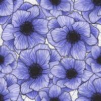 modello senza soluzione di continuità vettore anemoni grafico viola fiori