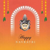 Durga puja creativo sociale media striscione, contento Navratri Festival, design sfondo. vettore