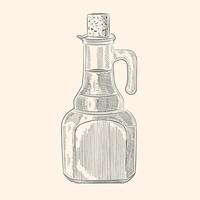 bottiglia, olio brocca con sughero tappo. Vintage ▾ bottiglia nel incisione stile. mano disegnato. vettore eps 10