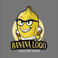 illustrazione logo di un' giallo Banana indossare bicchieri vettore