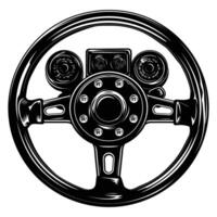 silhouette di timone ruota video gioco pittogramma vettore Immagine