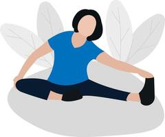 donna Meditare nel natura e le foglie concetto illustrazione per yoga, meditazione, relax, ricreazione, salutare stile di vita vettore illustrazione nel piatto cartone animato stile