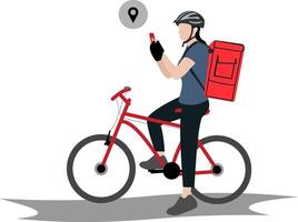 bicicletta consegna donna trasporto zaino e-commerce concetto piatto vettore illustrazione
