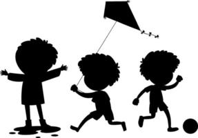 personaggio dei cartoni animati di bambini silhouette su sfondo bianco vettore