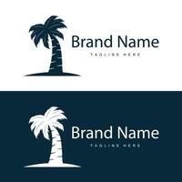 Noce di cocco albero logo design modello palma albero silhouette illustrazione estate spiaggia mare pianta vettore