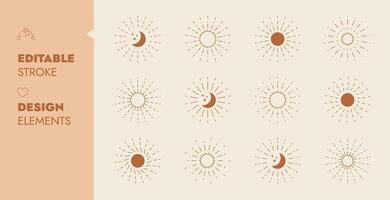 impostato di leggero raggi, sprazzo di sole. vettore illustrazione modificabile ictus