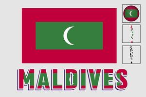 Maldive carta geografica e bandiera nel vettore illustrazione