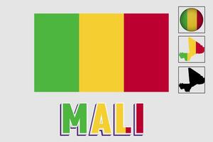 mali carta geografica e bandiera nel vettore illustrazione