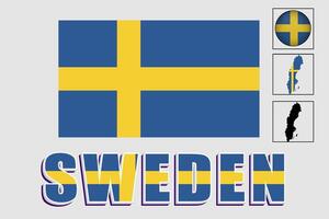 Svezia bandiera e carta geografica nel un' vettore grafico