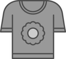 t camicia linea pieno in scala di grigi icona vettore