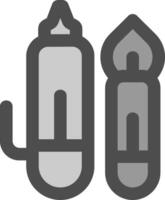 penna tipi linea pieno in scala di grigi icona vettore