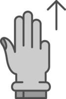 tre dita su linea pieno in scala di grigi icona vettore
