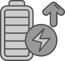 batteria pieno linea pieno in scala di grigi icona vettore