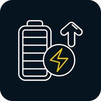 batteria pieno linea giallo bianca icona vettore